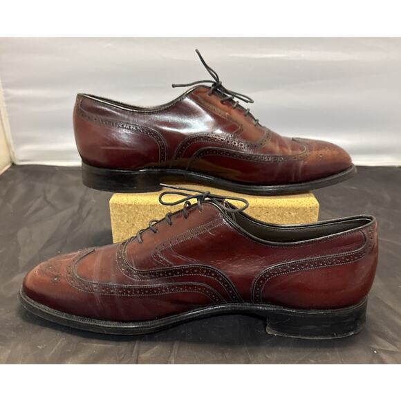 Johnston & Murphy Aristocraft Wingtip Oxford 11 Burgundy Leather Dress Shoes VTG main image 6